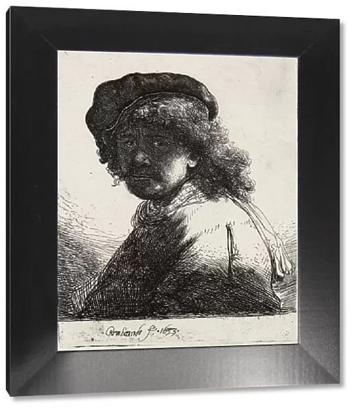 Self-Portrait in a Cap and Scarf with the Face Dark, 1633. Artist: Rembrandt van Rhijn (1606-1669)