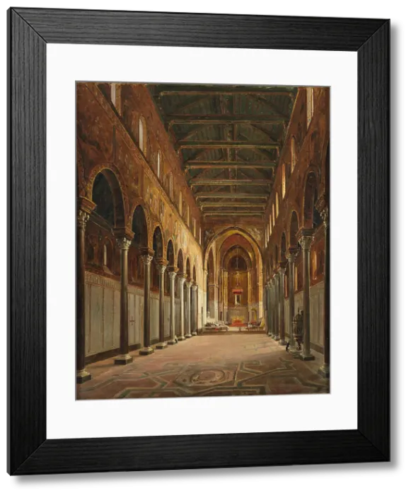 Framed Print : Interior of the Monreale Cathedral Santa Maria Nuova. Artist: Vervloet, Frans (1795-1872) Framed Print : Interior of the Monreale Cathedral Santa Maria Nuova. Artist: Vervloet, Frans (1795-1872)