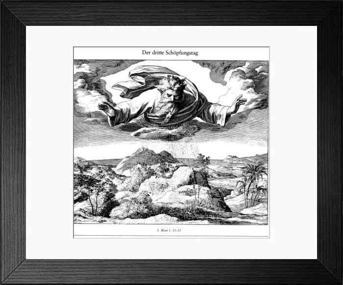 Framed Print : The Third Day of Creation (From Die Bibel in Bildern), 1852-1860. Artist: Schnorr von Carolsfeld, Julius (1794-1872) Framed Print : The Third Day of Creation (From Die Bibel in Bildern), 1852-1860. Artist: Schnorr von Carolsfeld, Julius (1794-1872)