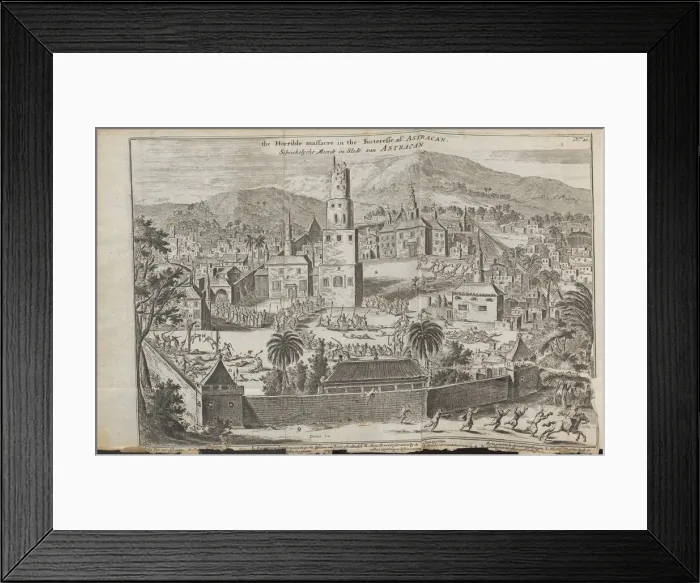 Framed Print : The Stepan Razins riots in Astrakhan (From: Drie aanmerkelyke reizen), 1675. Artist: Struys, Jan Jansz. (1630-1694) Framed Print : The Stepan Razins riots in Astrakhan (From: Drie aanmerkelyke reizen), 1675. Artist: Struys, Jan Jansz. (1630-1694)