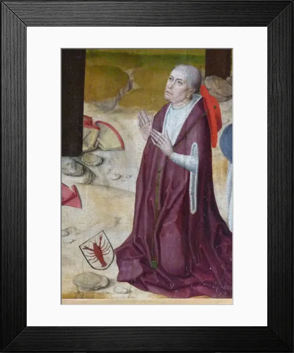 Framed Print : Nicholas of Cusa. Detail of the altar in the chapel of the St Nicholas Hospital, c. 1480. Artist: Master of the Life of the Virgin (active 1463-1490) Framed Print : Nicholas of Cusa. Detail of the altar in the chapel of the St Nicholas Hospital, c. 1480. Artist: Master of the Life of the Virgin (active 1463-1490)
