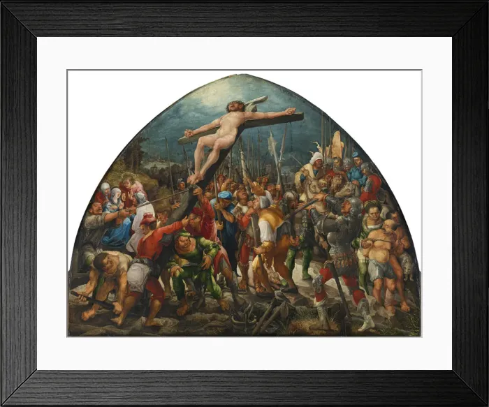 Framed Print : The Elevation of the Cross, c. 1525. Artist: Huber, Wolf (1480 / 5-1553) Framed Print : The Elevation of the Cross, c. 1525. Artist: Huber, Wolf (1480 / 5-1553)