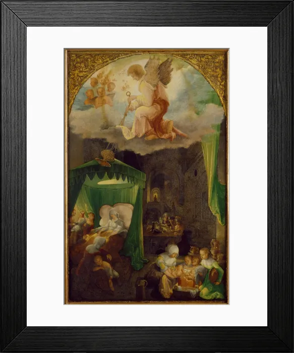 Framed Print : The Nativity of the Virgin, ca 1521. Artist: Huber, Wolf (1480 / 5-1553) Framed Print : The Nativity of the Virgin, ca 1521. Artist: Huber, Wolf (1480 / 5-1553)