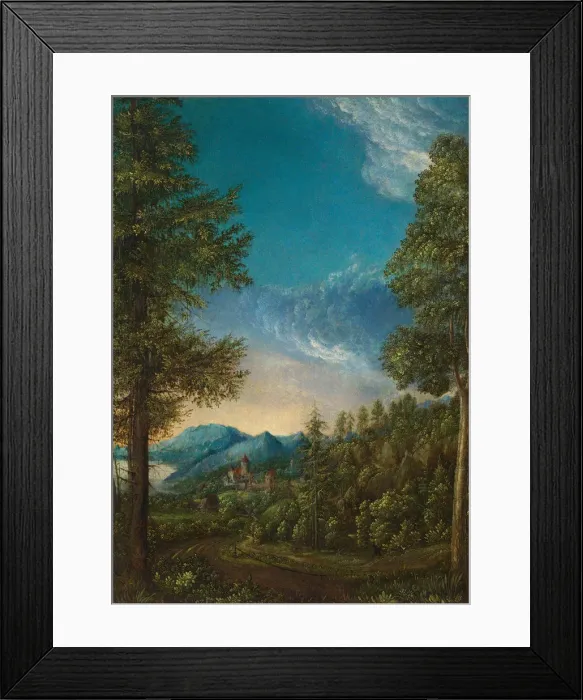 Framed Print : Landscape with Castle, c. 1525. Artist: Altdorfer, Albrecht (c. 1480-1538) Framed Print : Landscape with Castle, c. 1525. Artist: Altdorfer, Albrecht (c. 1480-1538)