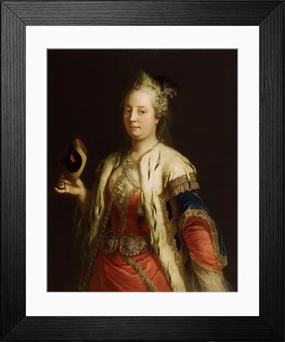 Framed Print : Portrait of Empress Maria Theresia of Austria (1717-1780) with mask a la Turque, before 1750. Artist: Meytens, Martin van, the Younger (1695-1770) Framed Print : Portrait of Empress Maria Theresia of Austria (1717-1780) with mask a la Turque, before 1750. Artist: Meytens, Martin van, the Younger (1695-1770)