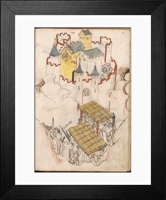 Framed Print : Bellifortis, after 1440. Artist: Kyeser, Konrad (1366-after 1405) Framed Print : Bellifortis, after 1440. Artist: Kyeser, Konrad (1366-after 1405)