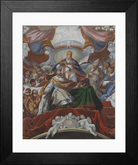 Framed Print : The Imperial Coronation of Charles the Great by Pope Leo III in 800, 1724. Artist: Stauder, Jacob Carl (1694-1756) Framed Print : The Imperial Coronation of Charles the Great by Pope Leo III in 800, 1724. Artist: Stauder, Jacob Carl (1694-1756)