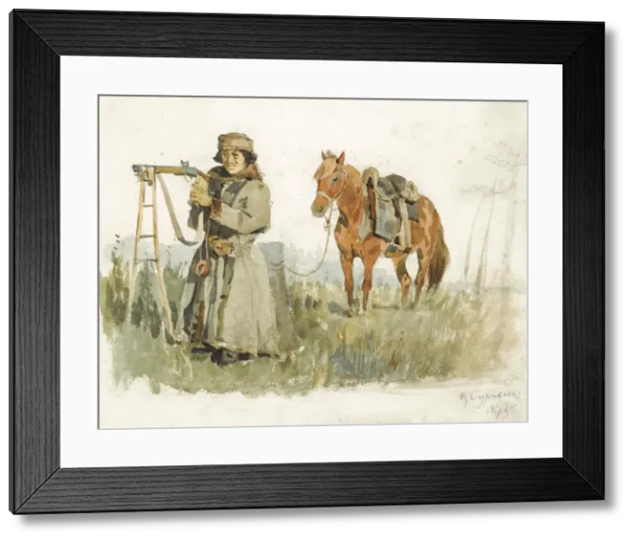 Framed Print : Tatar from Minusinsk, 1873. Artist: Surikov, Vasili Ivanovich (1848-1916) Framed Print : Tatar from Minusinsk, 1873. Artist: Surikov, Vasili Ivanovich (1848-1916)