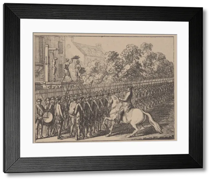 Framed Print : Running the gauntlet. Illustration from Elementartwerk by J. B. Basedow, 1774. Artist: Chodowiecki, Daniel Nikolaus (1726-1801) Framed Print : Running the gauntlet. Illustration from Elementartwerk by J. B. Basedow, 1774. Artist: Chodowiecki, Daniel Nikolaus (1726-1801)