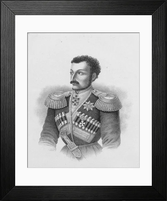 Framed Print : Portrait of of the major general Nikolay Sleptsov (1815?1851), 1877. Artist: Anonymous Framed Print : Portrait of of the major general Nikolay Sleptsov (1815?1851), 1877. Artist: Anonymous