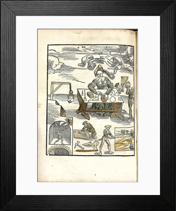 Framed Print : Margarita Philosophica. Geometry, 1504. Artist: Reisch, Gregor (1467-1525) Framed Print : Margarita Philosophica. Geometry, 1504. Artist: Reisch, Gregor (1467-1525)
