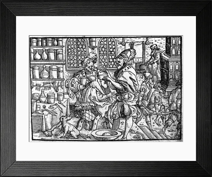 Framed Print : Operation on a mans head. From: Die grosze Wundarzney by Theophrastus Bombastus von Hohenheim, 1562. Artist: Anonymous Framed Print : Operation on a mans head. From: Die grosze Wundarzney by Theophrastus Bombastus von Hohenheim, 1562. Artist: Anonymous