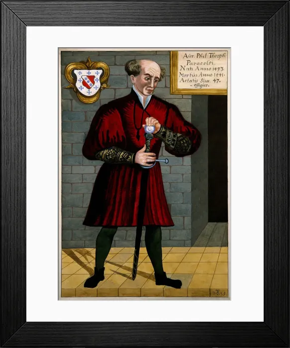 Framed Print : Philippus Theophrastus Aureolus Bombastus von Hohenheim (Paracelsus), c. 1550. Artist: Anonymous Framed Print : Philippus Theophrastus Aureolus Bombastus von Hohenheim (Paracelsus), c. 1550. Artist: Anonymous