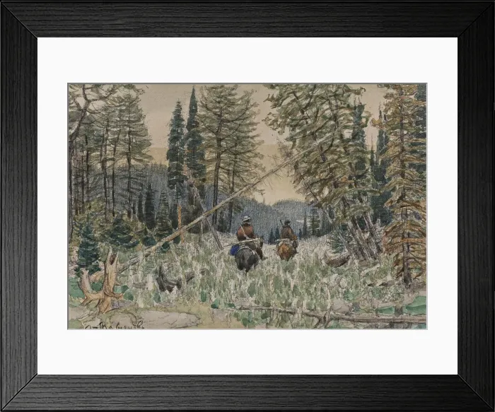 Framed Print : Hunters on horseback in a pine forest. Artist: Vasnetsov, Appolinari Mikhaylovich (1856-1933) Framed Print : Hunters on horseback in a pine forest. Artist: Vasnetsov, Appolinari Mikhaylovich (1856-1933)