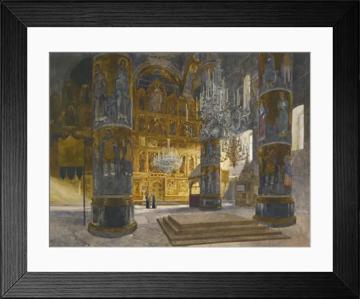 Framed Print : Interior of the Cathedral of the Dormition in the Moscow Kremlin, 1898. Artist: Kopallik, Franz (1860-1931) Framed Print : Interior of the Cathedral of the Dormition in the Moscow Kremlin, 1898. Artist: Kopallik, Franz (1860-1931)