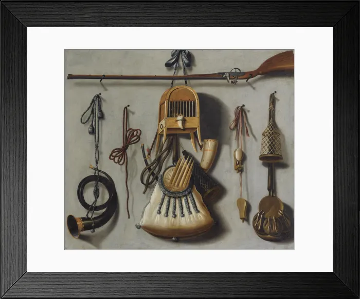 Framed Print : Still-Life with Hunting Equipment. Artist: Leemans, Johannes (1633-1688) Framed Print : Still-Life with Hunting Equipment. Artist: Leemans, Johannes (1633-1688)