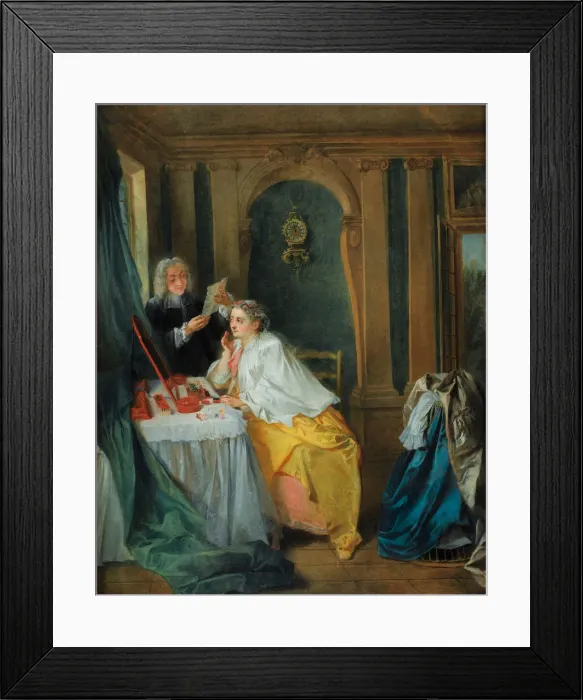 Framed Print : Madame Geoffrin at her toilet. Artist: Lancret, Nicolas (1690-1743) Framed Print : Madame Geoffrin at her toilet. Artist: Lancret, Nicolas (1690-1743)