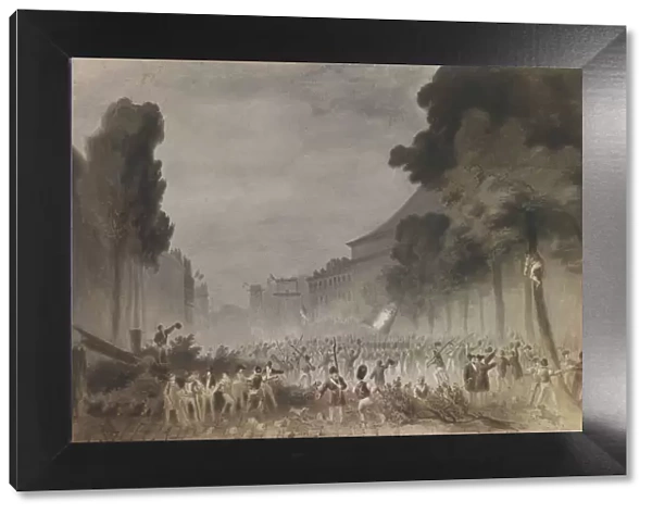 The July Revolution on the Grands Boulevards of Paris, 1830. Artist: Bellange, Hippolyte (1800-1866)