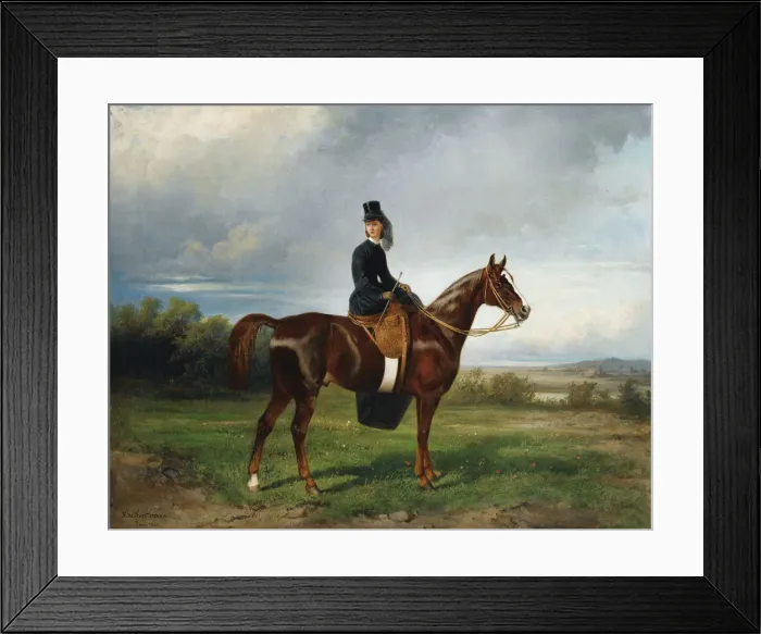 Framed Print : Equestrian Portrait of Seymourina Poirson, nee Cuthbertson, 1863. Artist: Sverchkov, Nikolai Yegorovich (1817-1898) Framed Print : Equestrian Portrait of Seymourina Poirson, nee Cuthbertson, 1863. Artist: Sverchkov, Nikolai Yegorovich (1817-1898)