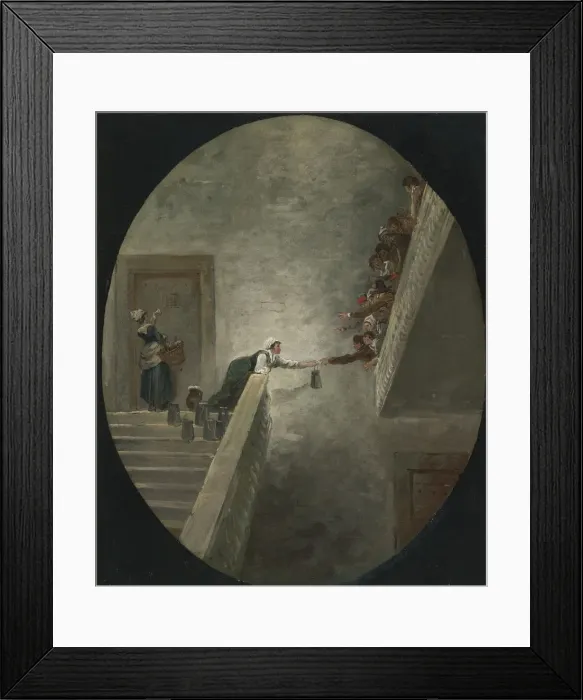 Framed Print : The distribution of milk at Saint-Lazare prison, ca 1794. Artist: Robert, Hubert (1733-1808) Framed Print : The distribution of milk at Saint-Lazare prison, ca 1794. Artist: Robert, Hubert (1733-1808)