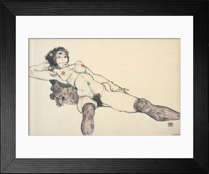 Framed Print : Reclined female nude with spreaded legs, 1914. Artist: Schiele, Egon (1890-1918) Framed Print : Reclined female nude with spreaded legs, 1914. Artist: Schiele, Egon (1890-1918)