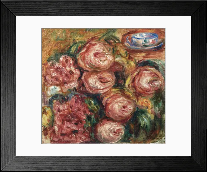 Framed Print : Composition with roses and a cup of tea. Artist: Renoir, Pierre Auguste (1841-1919) Framed Print : Composition with roses and a cup of tea. Artist: Renoir, Pierre Auguste (1841-1919)