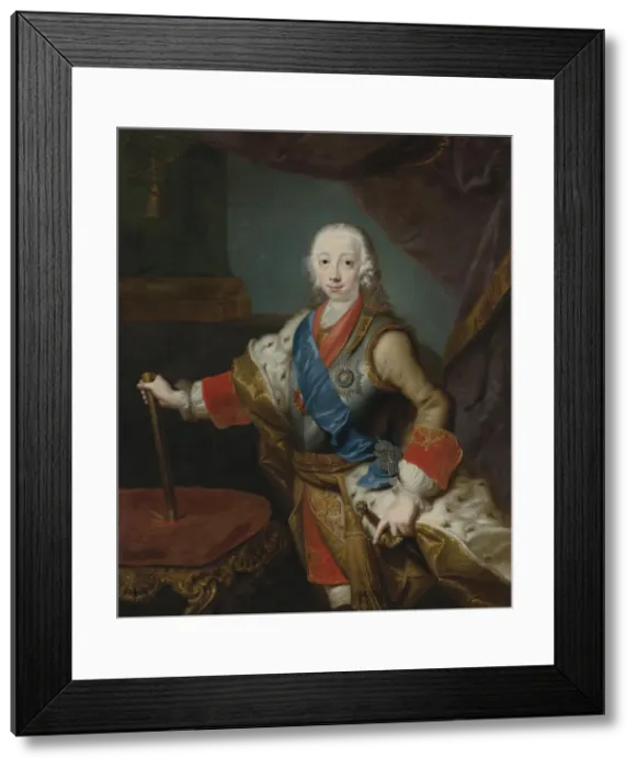 Framed Print : Portrait of the Tsar Peter III of Russia (1728-1762). Artist: Grooth, Georg-Christoph (1716-1749) Framed Print : Portrait of the Tsar Peter III of Russia (1728-1762). Artist: Grooth, Georg-Christoph (1716-1749)