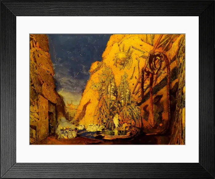 Framed Print : Stage design for the Ballet Blue God by R. Hahn, 1911. Artist: Bakst, Leon (1866-1924) Framed Print : Stage design for the Ballet Blue God by R. Hahn, 1911. Artist: Bakst, Leon (1866-1924)