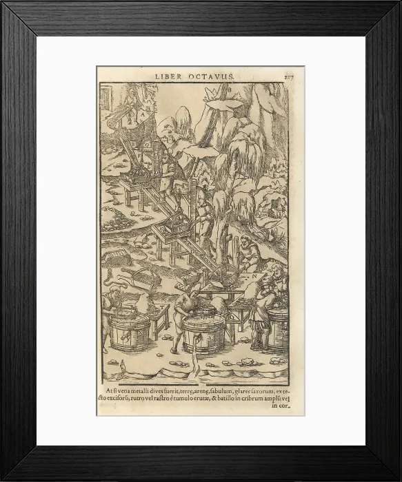 Framed Print : Illustration from De re metallica libri XII by Georgius Agricola, 1556. Artist: Anonymous Framed Print : Illustration from De re metallica libri XII by Georgius Agricola, 1556. Artist: Anonymous