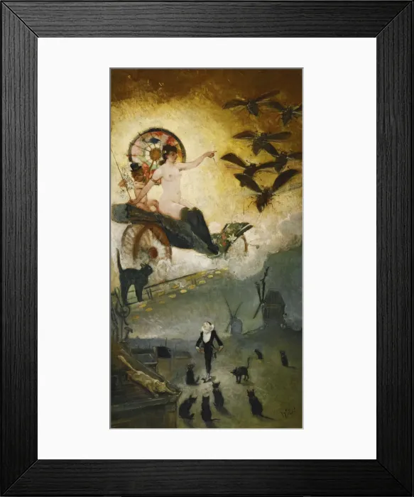 Framed Print : Farewell to the Nineteenth Century. Design for the decoration of the Cabaret venue Le Chat Noir in M Artist: Willette, Adolphe (1857-1926) Framed Print : Farewell to the Nineteenth Century. Design for the decoration of the Cabaret venue Le Chat Noir in M Artist: Willette, Adolphe (1857-1926)