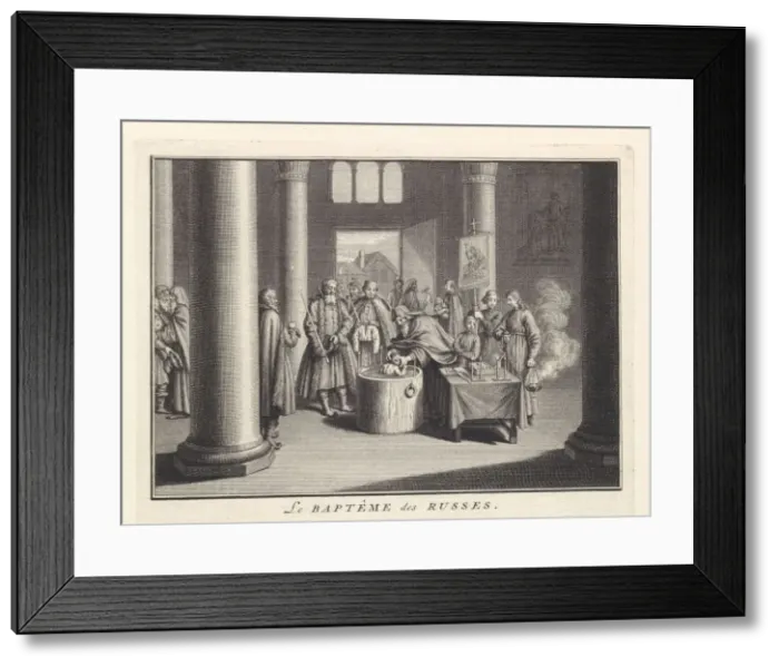 Framed Print : Infant Baptism in Russia, 1732. Artist: Picart, Bernard (1673?1733) Framed Print : Infant Baptism in Russia, 1732. Artist: Picart, Bernard (1673?1733)