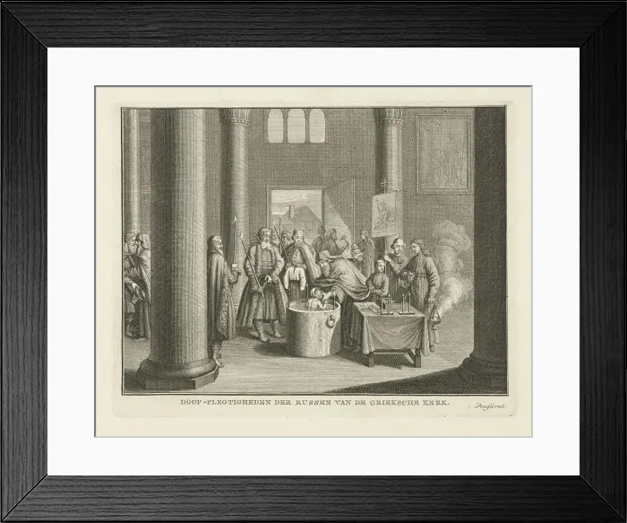 Framed Print : The Baptism in Russia, Mid of the 18th century. Artist: Philips, Caspar Jacobsz. (1732-1789) Framed Print : The Baptism in Russia, Mid of the 18th century. Artist: Philips, Caspar Jacobsz. (1732-1789)