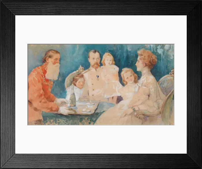Framed Print : Tsar Nicholas II and Alexandra Fyodorovna with their Daughters Olga, Tatiana, Maria und Anastasia (a Artist: Samokish-Sudkovskaya, Elena Petrovna (1863-1924) Framed Print : Tsar Nicholas II and Alexandra Fyodorovna with their Daughters Olga, Tatiana, Maria und Anastasia (a Artist: Samokish-Sudkovskaya, Elena Petrovna (1863-1924)
