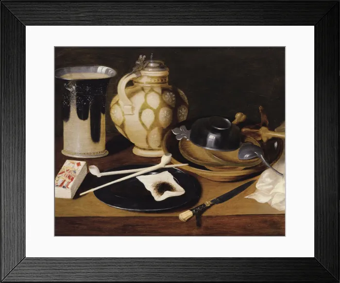 Framed Print : Still Life with a Pipe, a King of Diamonds, a Knife and a Pitcher, Mid of 17th century. Artist: Anonymous Framed Print : Still Life with a Pipe, a King of Diamonds, a Knife and a Pitcher, Mid of 17th century. Artist: Anonymous