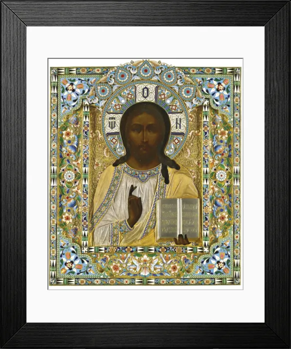 Framed Print : Christ Pantocrator. (On the Occasion of the Miraculous Rescue during the Imperial Trains Accident, Artist: Ovchinnikov, Pavel Akimovich (1830-1888) Framed Print : Christ Pantocrator. (On the Occasion of the Miraculous Rescue during the Imperial Trains Accident, Artist: Ovchinnikov, Pavel Akimovich (1830-1888)