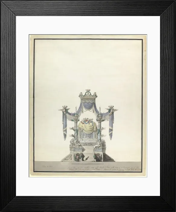 Framed Print : Catafalque for the Empress Catherine the Great (1729-1796), 1796. Artist: Brenna, Vincenzo (1745-1820) Framed Print : Catafalque for the Empress Catherine the Great (1729-1796), 1796. Artist: Brenna, Vincenzo (1745-1820)