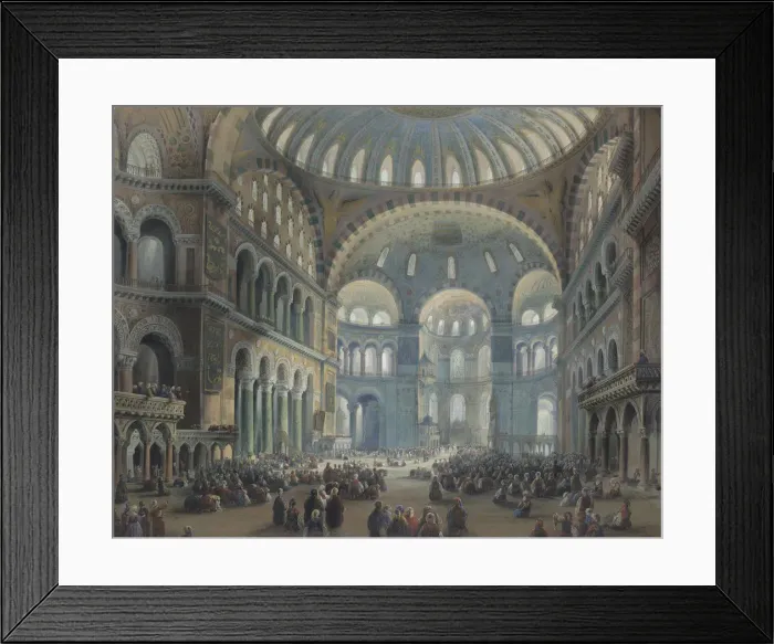 Framed Print : Interior of the Hagia Sophia in Constantinople. Artist: Bossoli, Carlo (1815-1884) Framed Print : Interior of the Hagia Sophia in Constantinople. Artist: Bossoli, Carlo (1815-1884)