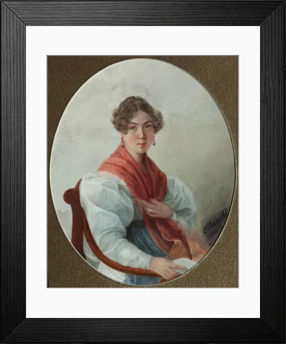Framed Print : Portrait of N. A. Vasilyeva, 1835. Artist: Borozdna-Stromilova, Lyubov Stepanovna (1813-1894) Framed Print : Portrait of N. A. Vasilyeva, 1835. Artist: Borozdna-Stromilova, Lyubov Stepanovna (1813-1894)