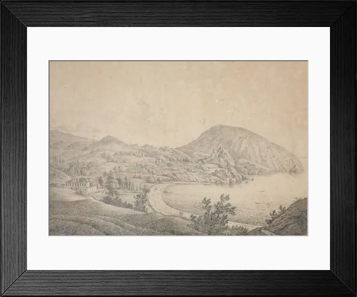 Framed Print : View of the Manor Estate of Armand Emmanuel du Plessis, duc de Richelieu in Gursuf, 1810s. Artist: Kugelgen, Carl Ferdinand, von (1772-1832) Framed Print : View of the Manor Estate of Armand Emmanuel du Plessis, duc de Richelieu in Gursuf, 1810s. Artist: Kugelgen, Carl Ferdinand, von (1772-1832)