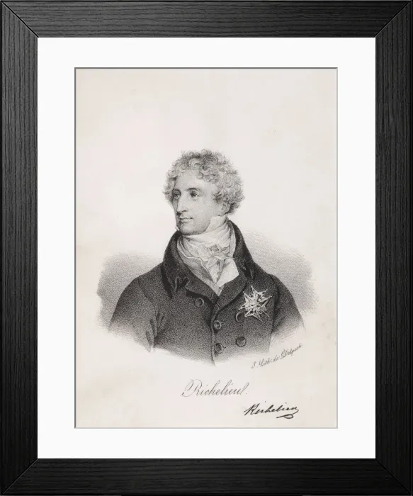 Framed Print : Portrait of Armand Emmanuel du Plessis, duc de Richelieu, 1820s. Artist: Delpech, Francois Seraphin (1778-1825) Framed Print : Portrait of Armand Emmanuel du Plessis, duc de Richelieu, 1820s. Artist: Delpech, Francois Seraphin (1778-1825)