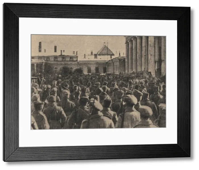 Framed Print : Manifestation of revolutionary troops in front of the State Duma during the February Revolution, 191 Artist: Steinberg, Yakov Vladimirovich (1882-1942) Framed Print : Manifestation of revolutionary troops in front of the State Duma during the February Revolution, 191 Artist: Steinberg, Yakov Vladimirovich (1882-1942)