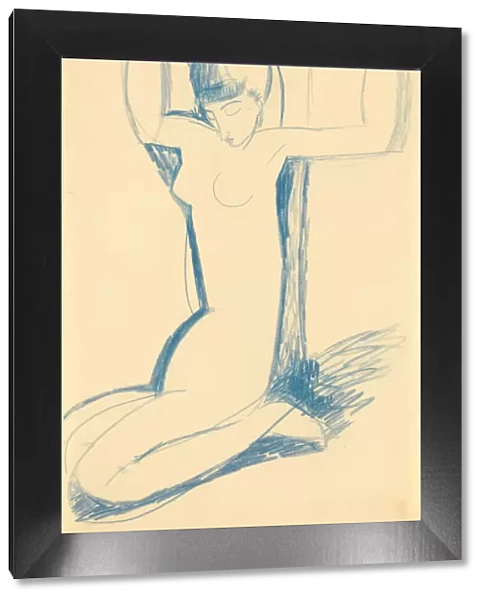 Kneeling Blue Caryatid, c. 1911. Artist: Modigliani, Amedeo (1884-1920)