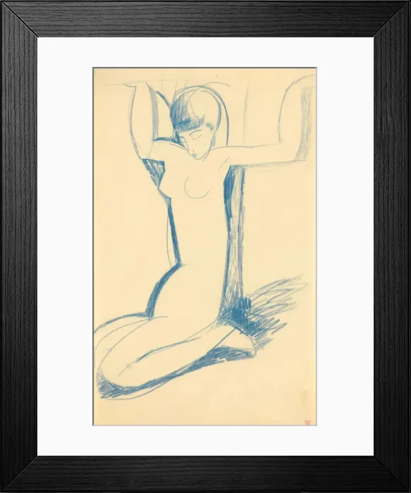 Framed Print : Kneeling Blue Caryatid, c. 1911. Artist: Modigliani, Amedeo (1884-1920) Framed Print : Kneeling Blue Caryatid, c. 1911. Artist: Modigliani, Amedeo (1884-1920)