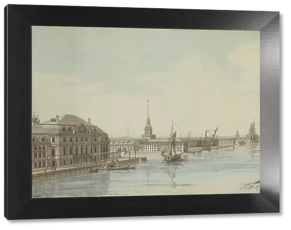 View of the banks of the river Neva between the Winter Palace and the Academy of Sciences. Artist: Lespinasse, Louis-Nicolas de (1734-1808)