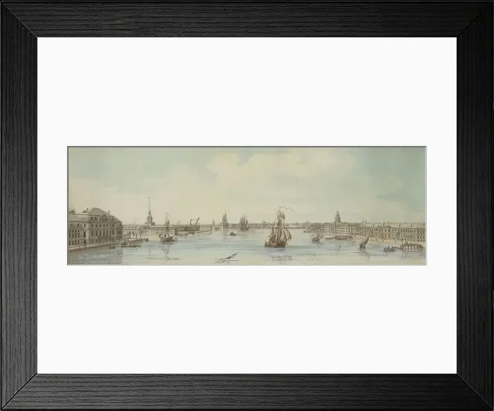 Framed Print : View of the banks of the river Neva between the Winter Palace and the Academy of Sciences. Artist: Lespinasse, Louis-Nicolas de (1734-1808) Framed Print : View of the banks of the river Neva between the Winter Palace and the Academy of Sciences. Artist: Lespinasse, Louis-Nicolas de (1734-1808)