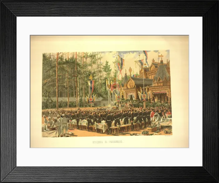Framed Print : The coronation feast in Sokolniki (From the Coronation Album), 1883. Artist: Savitsky, Konstantin Apollonovich (1844-1905) Framed Print : The coronation feast in Sokolniki (From the Coronation Album), 1883. Artist: Savitsky, Konstantin Apollonovich (1844-1905)