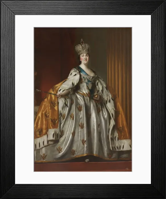 Framed Print : Portrait of Empress Catherine II (1729-1796) in Her Coronation Robes, after 1762. Artist: Erichsen, Vigilius (1722-1782) Framed Print : Portrait of Empress Catherine II (1729-1796) in Her Coronation Robes, after 1762. Artist: Erichsen, Vigilius (1722-1782)