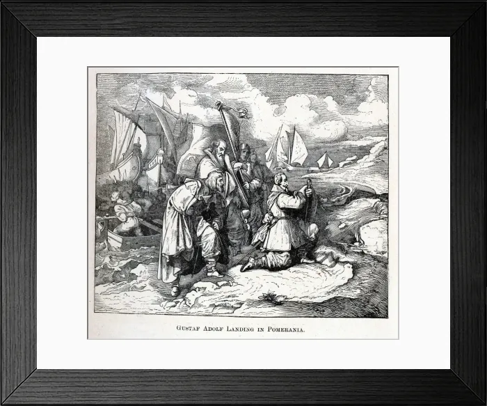 Framed Print : Gustav Adolf Landing in Pomerania, 1882. Artist: Anonymous Framed Print : Gustav Adolf Landing in Pomerania, 1882. Artist: Anonymous