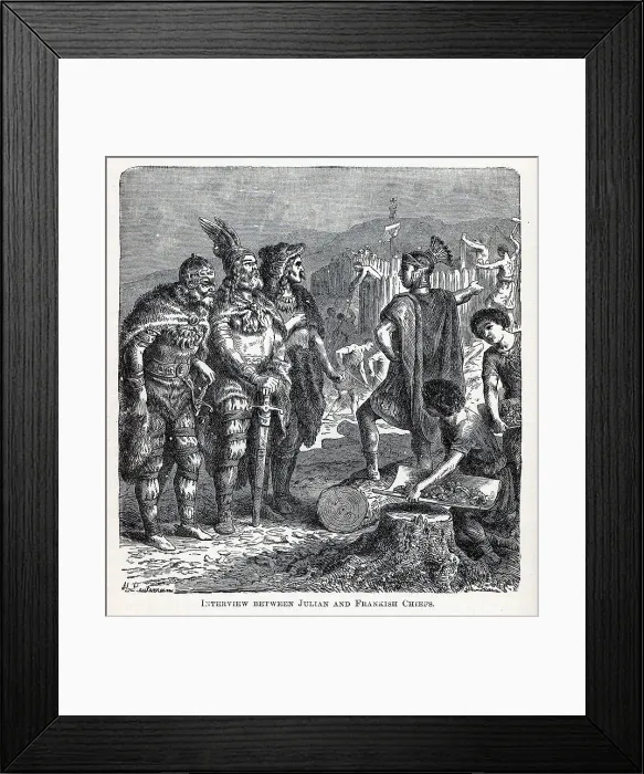 Framed Print : Interview between Julian and Frankish Chiefs, 1882. Artist: Leutemann, Gottlob Heinrich (1824-1905) Framed Print : Interview between Julian and Frankish Chiefs, 1882. Artist: Leutemann, Gottlob Heinrich (1824-1905)