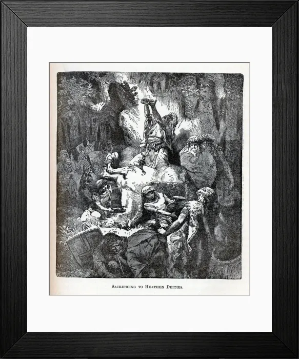 Framed Print : Sacrificing to Heathen Deities, 1882. Artist: Anonymous Framed Print : Sacrificing to Heathen Deities, 1882. Artist: Anonymous